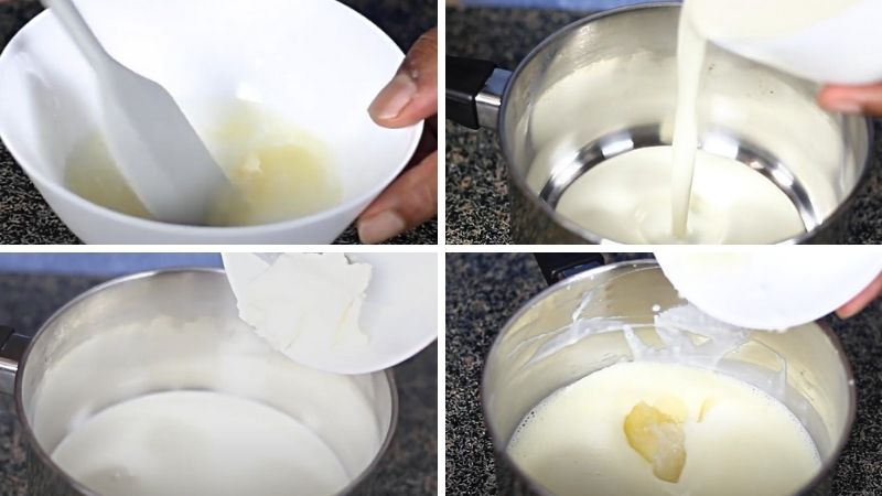 Nấu hỗn hợp kem sữa tươi