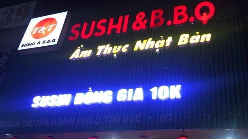 T&T Sushi & B.B.Q có menu đa dạng và bình dân