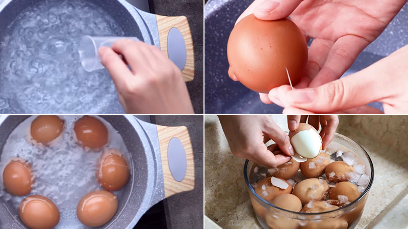 Cách luộc trứng lòng đào với giấm